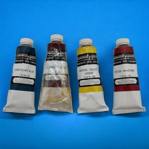 Lot C Cerulean Blue & 3 More Vintage Permanent Pigments Artists' Oil Color Paint